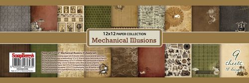 Paper Collection Set Mechanical Illusions (12*12–190GSM), 9 sheets