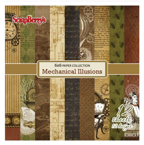 Paper Collection Set Mechanical Illusions (6*6-190GSM), 12 Single Sided Sheet Pack