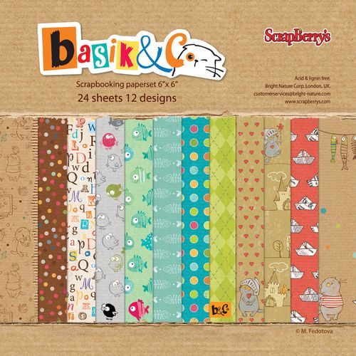 Paper Collection Set Basik & Ko. (6*6-190GSM), 24 Single Sided Sheet Pack