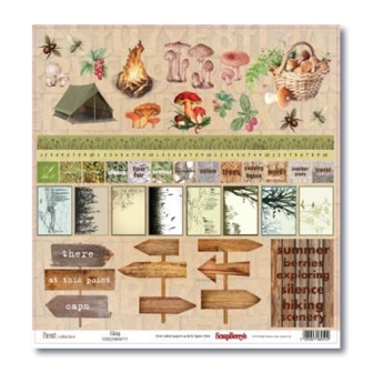 One-sided paper 12x12 Forest Hiking 190gsm (10 sheets per pack)