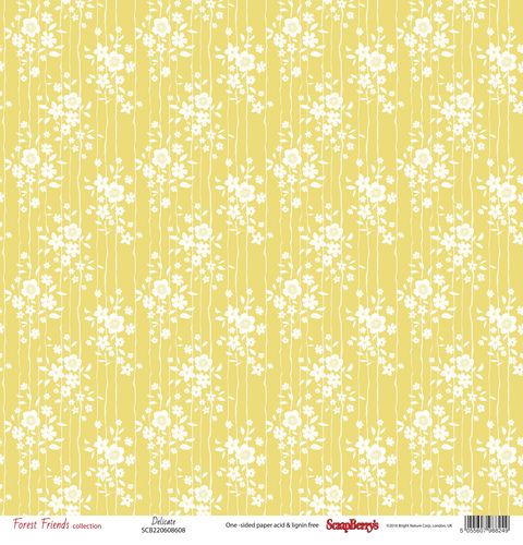 Single-sided Paper Set (12*12-190GSM) Forest Friends – Delicate , 1 Sheet