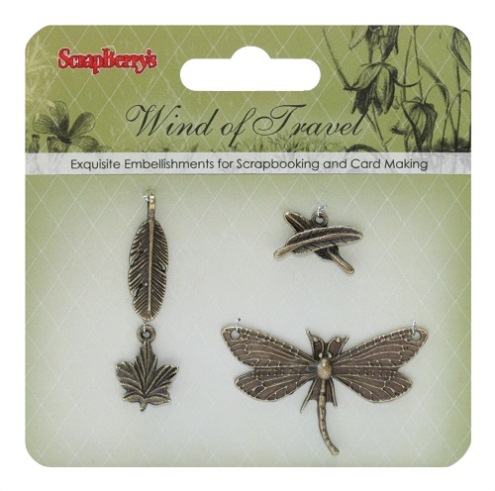 Metal charms set Wind of Travel, 4 pcs