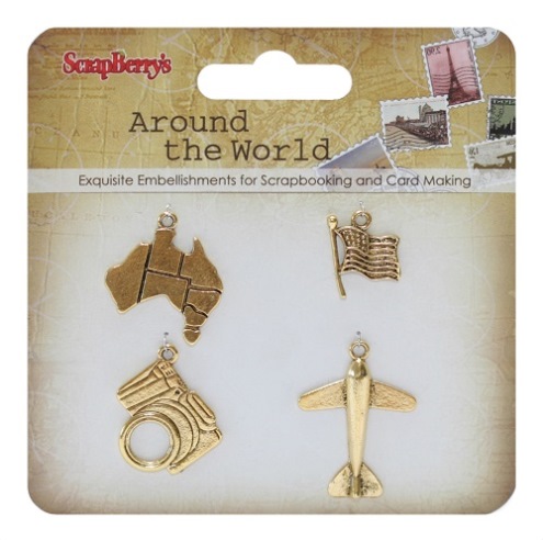 Metal charms set Around the World 1, 4 pcs