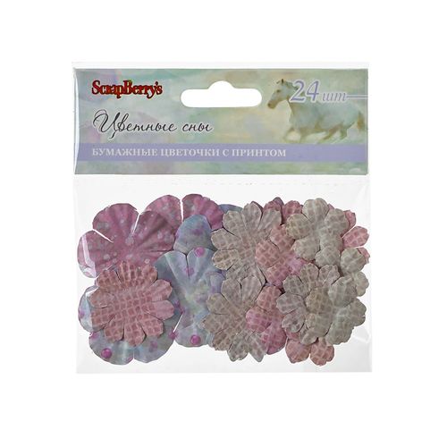Paper printed blossoms Colorful dreams, 24pcs