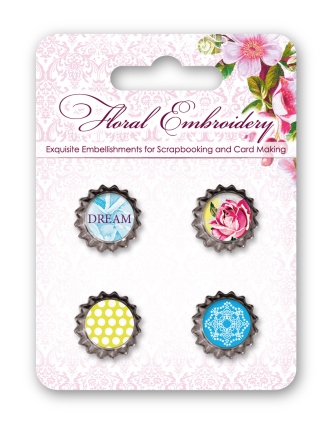 Set of metal cork Floral Embroidery