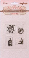 Metal charms set BIRDS SONGS4pcs, bundle (clr 30)