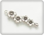 Charms set FLOWER BRANCH silver 57*16mm, 5pcs(clr 30)