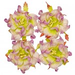 Handmade mulberry Gardenia, dia ~5cm, 4 pcs, PURPLE-WHITE-GREEN