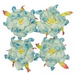 Handmade mulberry Gardenia, dia ~5cm, 4 pcs, 2-TONES BLUE