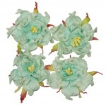 Handmade mulberry Gardenia, dia ~5cm, 4 pcs, TURQUISE