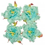 Handmade mulberry Gardenia, dia ~5cm, 4 pcs, SKY BLUE