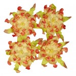 Handmade mulberry Gardenia, dia ~7cm, 4 pcs, CREAM-ORANGE