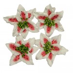 Handmade mulberry Lily, dia ~5cm, 4 pcs, WHITE-RED Handmade mulberry Lily, dia ~5cm, 4 pcs, WHITE-RED