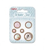 Set of wooden button Winter Joy, 6 pcs (clr 90)