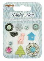 Set of decorative brads Winter Joy, 11 pcs
