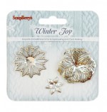 Set of metal flowers Winter Joy, 3pcs
