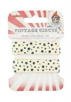Printed cotton ribbon Circus stars, 15mm, 2m (clr 80)