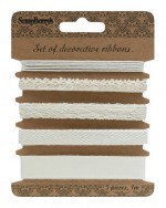 Set of decorative ribbons, natural, 5 pieces, 1m each