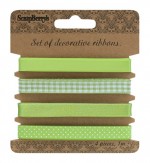Set of decorative ribbons, Light green, 4 pieces, 1m each