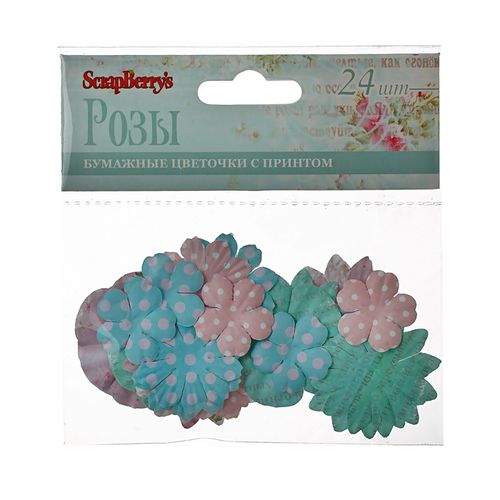 Paper printed blossoms Roses, 24pcs