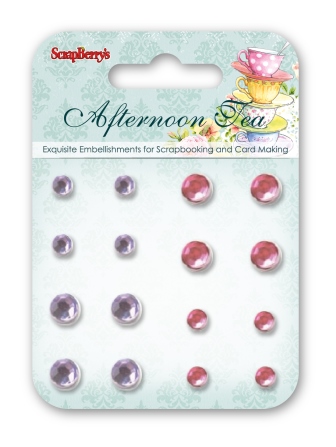 Rhinestone brads Afternoon Tea, 16 pcs