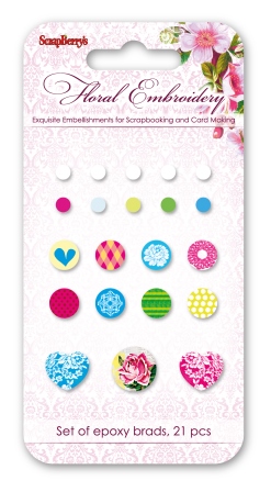 Set of brads 21 pcs Floral Embroidery