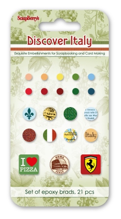 Set of brads 21 pcs Discover Italy (clr 80)