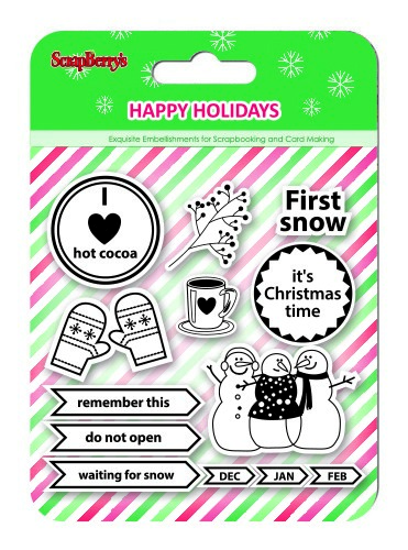 Set of stamps 10,5*10,5cm Happy Holidays. First snow